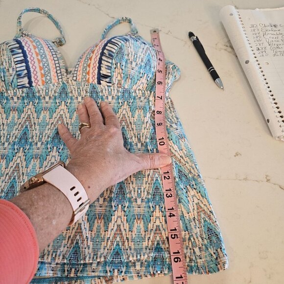 La BLANCA Multi Milano Embroidered Pink, Blue Tankini Swim Top, US 4 - Picture 5 of 10